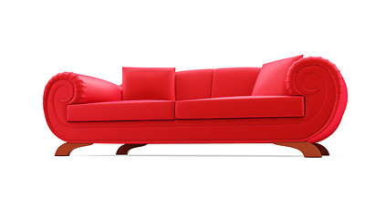 Image showing Red divan over white