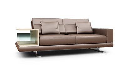 Image showing Brown couch over white