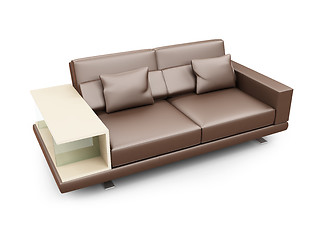 Image showing Brown couch over white