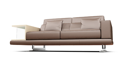 Image showing Brown couch over white