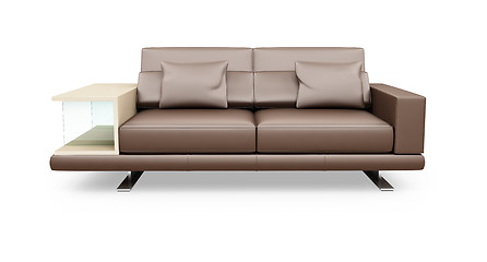 Image showing Brown couch over white