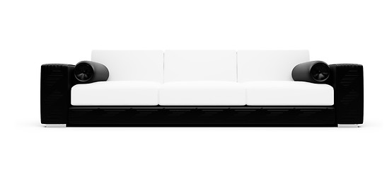 Image showing Black and white color sofa isolated view