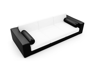 Image showing Black and white color sofa isolated view