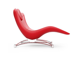 Image showing Red chaise lounge over white