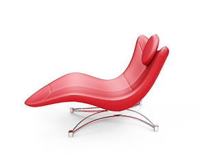 Image showing Red chaise lounge over white