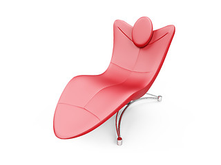 Image showing Red chaise lounge over white