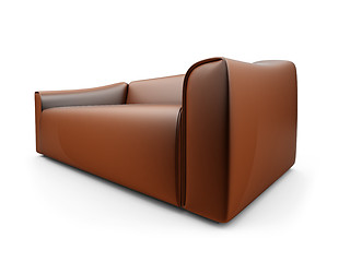 Image showing Brown sofa over white