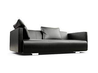 Image showing Black sofa over white