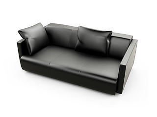 Image showing Black sofa over white