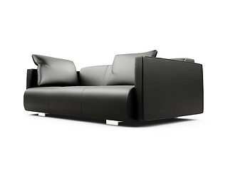 Image showing Black sofa over white