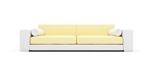 Image showing White and yellow color sofa isolated view