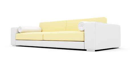 Image showing White and yellow color sofa isolated view