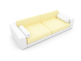 Image showing White and yellow color sofa isolated view