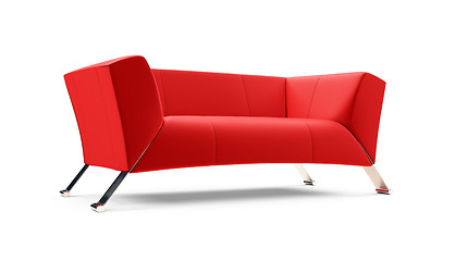 Image showing Red couch over white