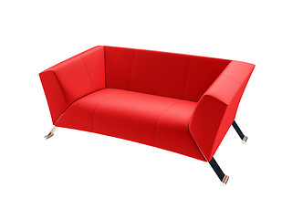 Image showing Red couch over white