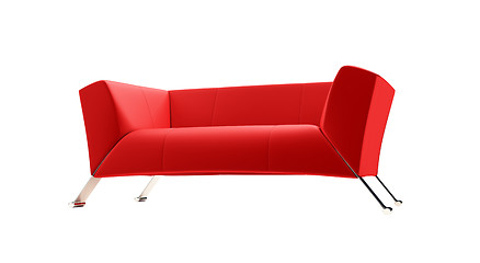 Image showing Red couch over white