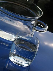 Image showing Glass pot and glass with water
