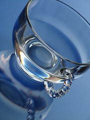 Image showing Glass and water over blue background