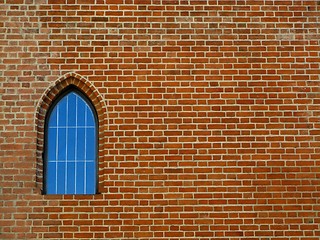 Image showing Old wall  and windows - bricks