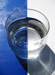 Image showing Glass of water over blue background