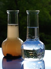 Image showing Carafe of clean and dirty water