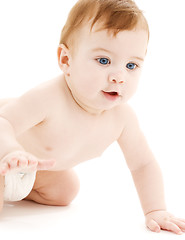 Image showing crawling baby boy in diaper