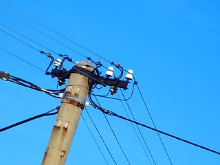 Image showing Old  power pole