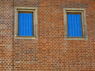 Image showing Old wall  and windows - bricks