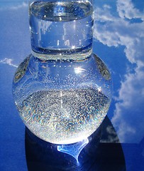 Image showing Glass of water over blue background