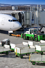 Image showing Aircraft prepares for departure