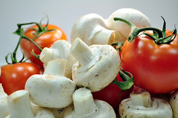 Image showing Tomatoes and mushrooms