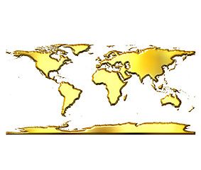 Image showing 3D Golden World Map