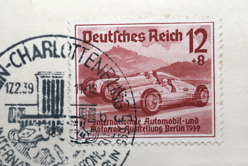 Image showing German postage stamp in honor of International Car Exhibition in Berlin. 