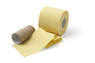 Image showing roll of yellow toilet paper