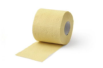 Image showing roll of yellow toilet paper
