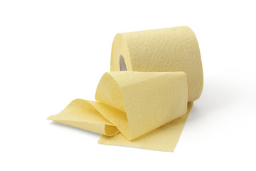 Image showing roll of yellow toilet paper