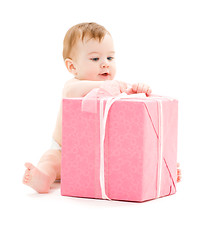 Image showing baby boy with big gift box