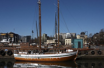 Image showing Sailboat in Oslo Harbour caption