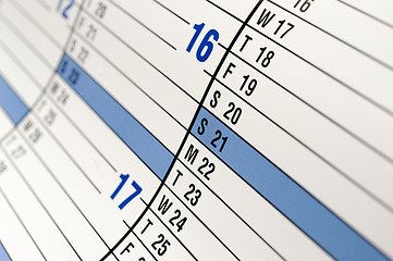 Image showing Close-up of calender