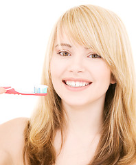 Image showing happy girl with toothbrush