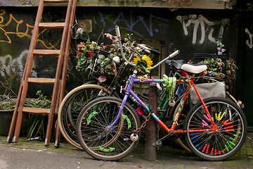 Image showing Bikes with Flowers