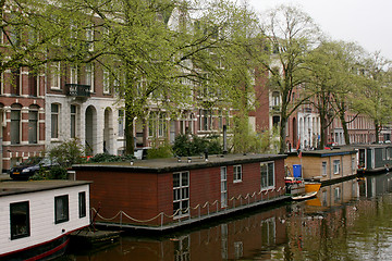 Image showing Houseboats in Amsterdam