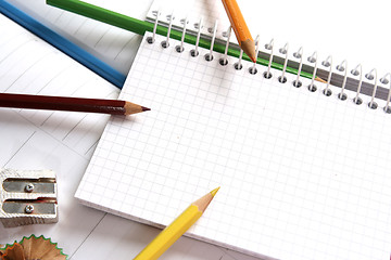 Image showing Color pencil and agenda