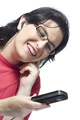 Image showing woman technology mp3 music