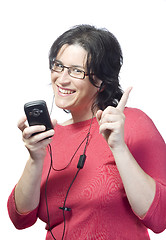 Image showing woman technology mp3 music