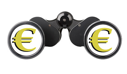 Image showing isolated binoculars with money