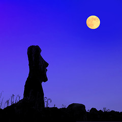 Image showing Easter island at full moon