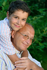 Image showing Grandfather and kid