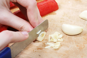 Image showing Chopping vegetables