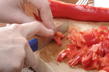 Image showing Chopping vegetables